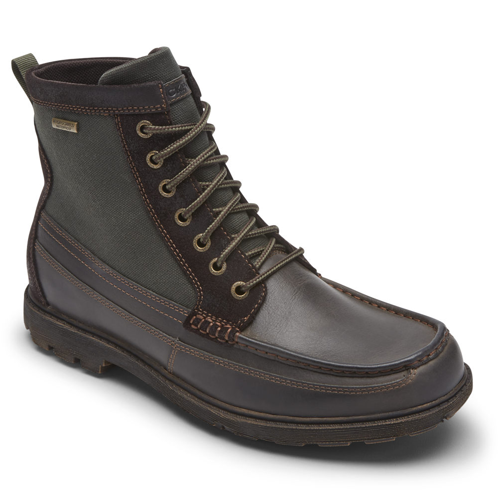 Botas Rockport Hombre Mexico - Storm Surge Altos Moc Waterproof Marrom Oscuro - JOFVM5319